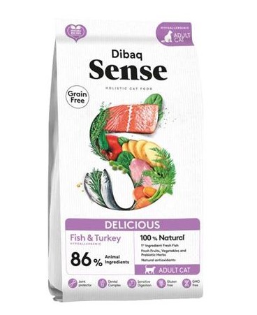 DIBAQ SENSE ADULT CAT PESCADO Y PAVO 1.5KG