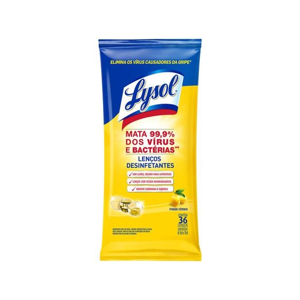 LYSOL TOALLITAS DESINFECTANTES CITRICO 36UN