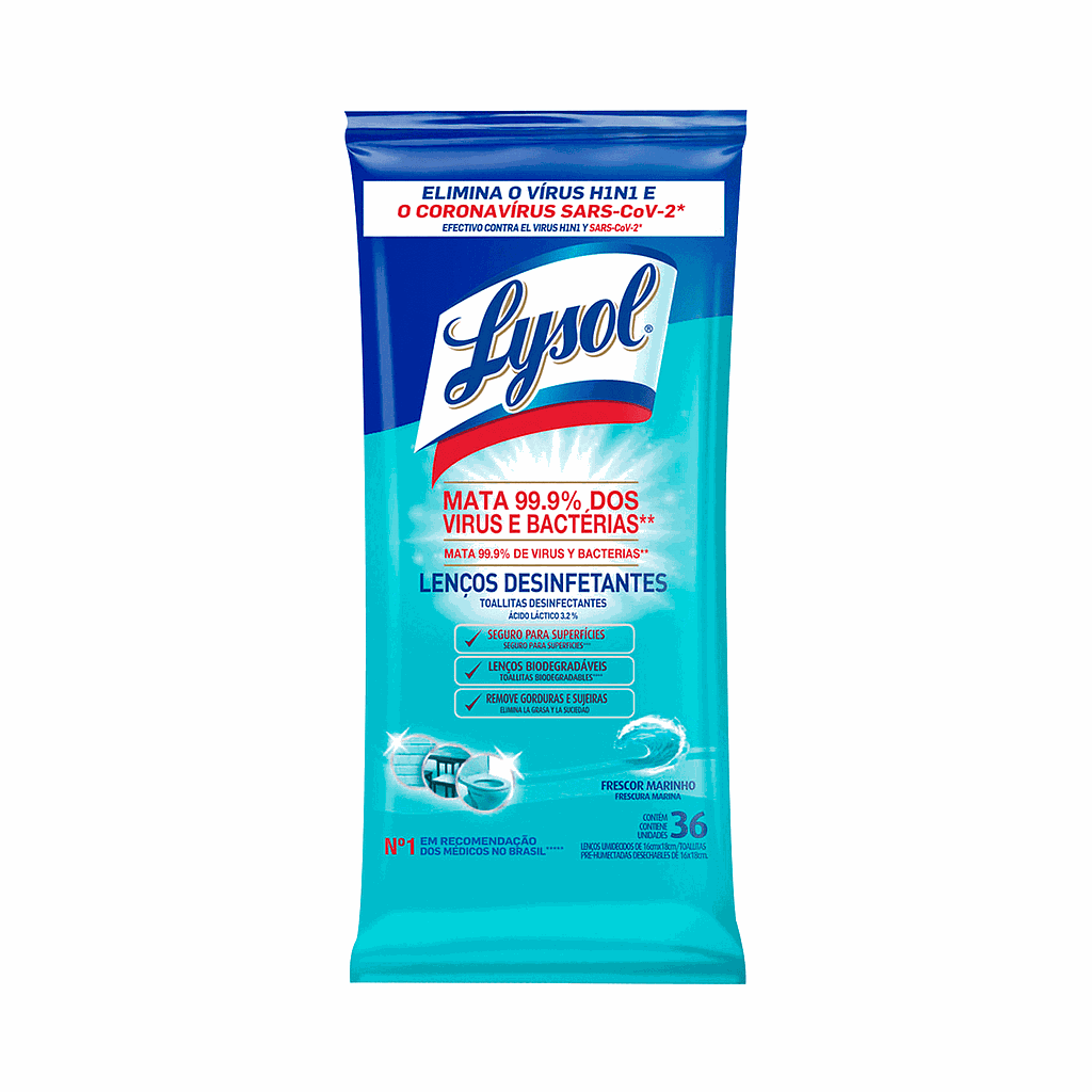 LYSOL TOALLITAS DESINFECTANTES MARINO 36UN