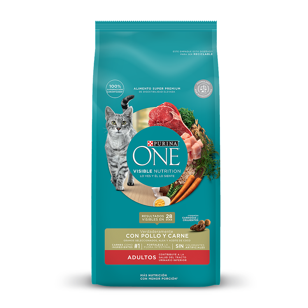 PURINA ONE GATO ADULTO POLLO Y CARNE 6KG
