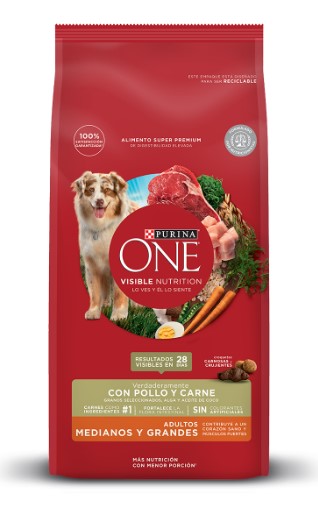PURINA ONE ADULTO MEDIANOS Y GRANDES POLLO Y CARNE 12KG