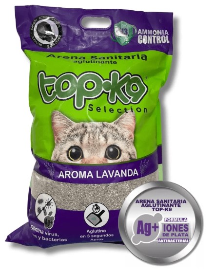 ARENA SANITARIA TOPK9 IONES DE PLATA LAVANDA 10KG