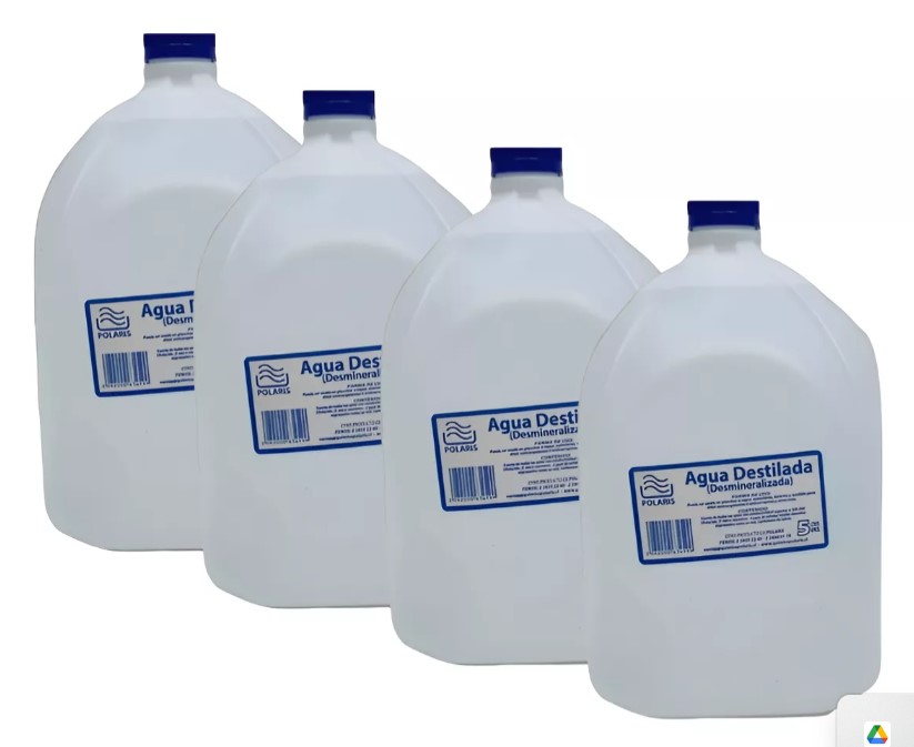 PACK 4 UN AGUA DESTILADA POLARIS 5 LTS