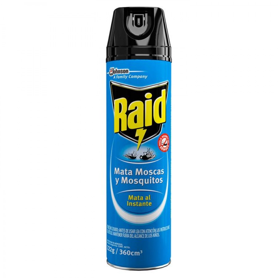 RAID MATA MOSQUITOS MOSCAS Y ZANCUDOS SIN OLOR 360CC