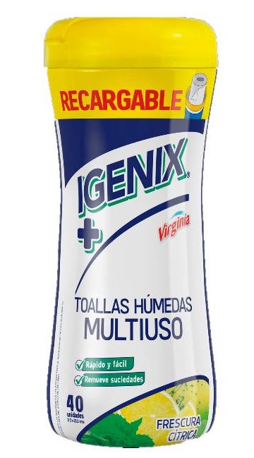 IGENIX TOALLAS HUMEDAS MULTIUSO FRASCO 40UN