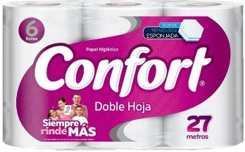PAPEL HIGIENICO CONFORT DOBLE HOJA 25MTS 6UN