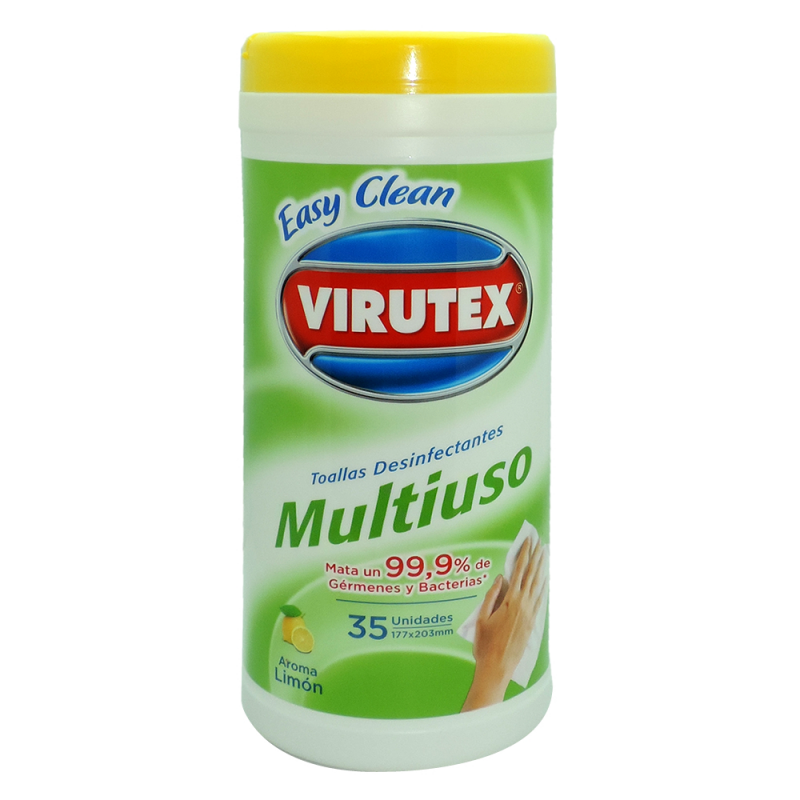 FRASCO TOALLAS DESINFECTANTES VIRUTEX 35UN LIMON