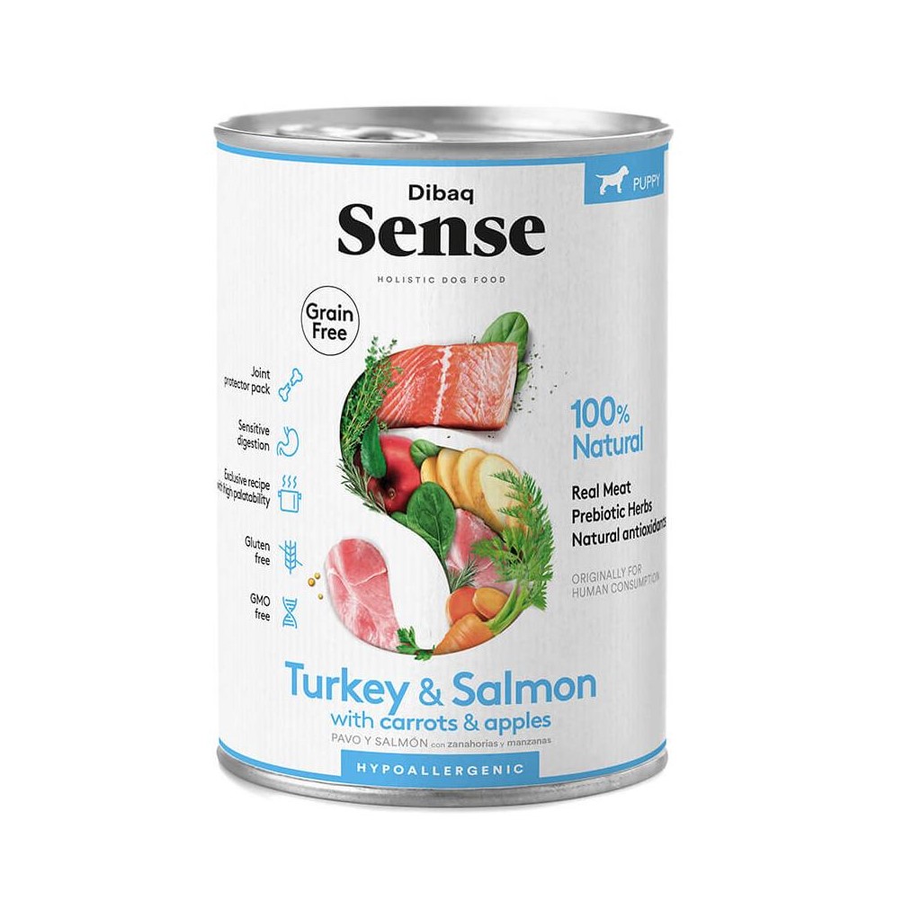 LATA DIBAQ SENSE PUPPY PAVO Y SALMON 380GR