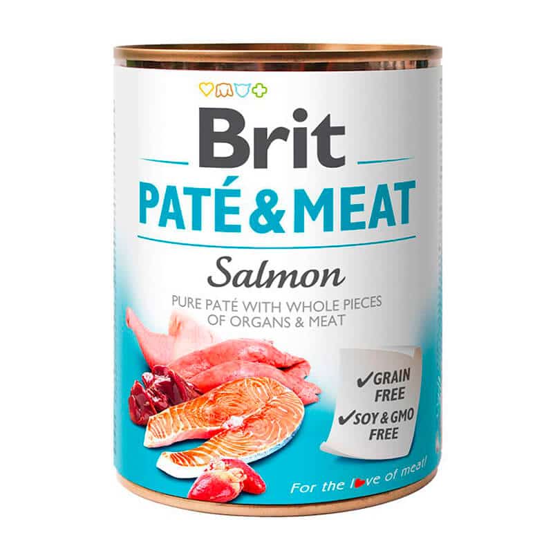 LATA BRIT PATE Y MEAT SALMON 800GR