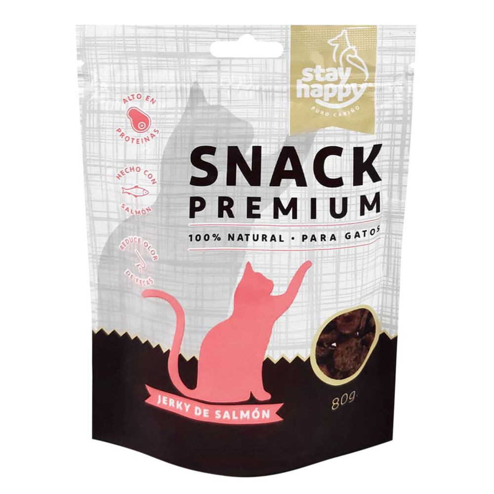 SNACK PREMIUM GATO JERKY SALMON STAY HAPPY 80G