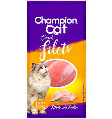SNACK FILETS CHAMPION CAT POLLO 25GR