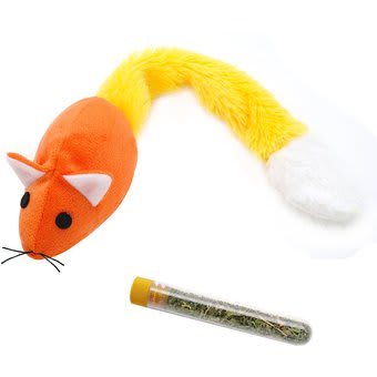 JUGUETE RATON CON COLA Y TUBO CATNIP