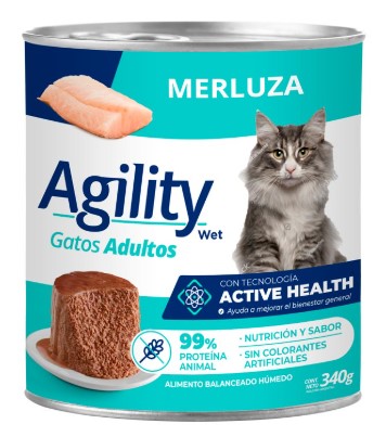 LATA AGILITY GATO ADULTO MERLUZA 340G