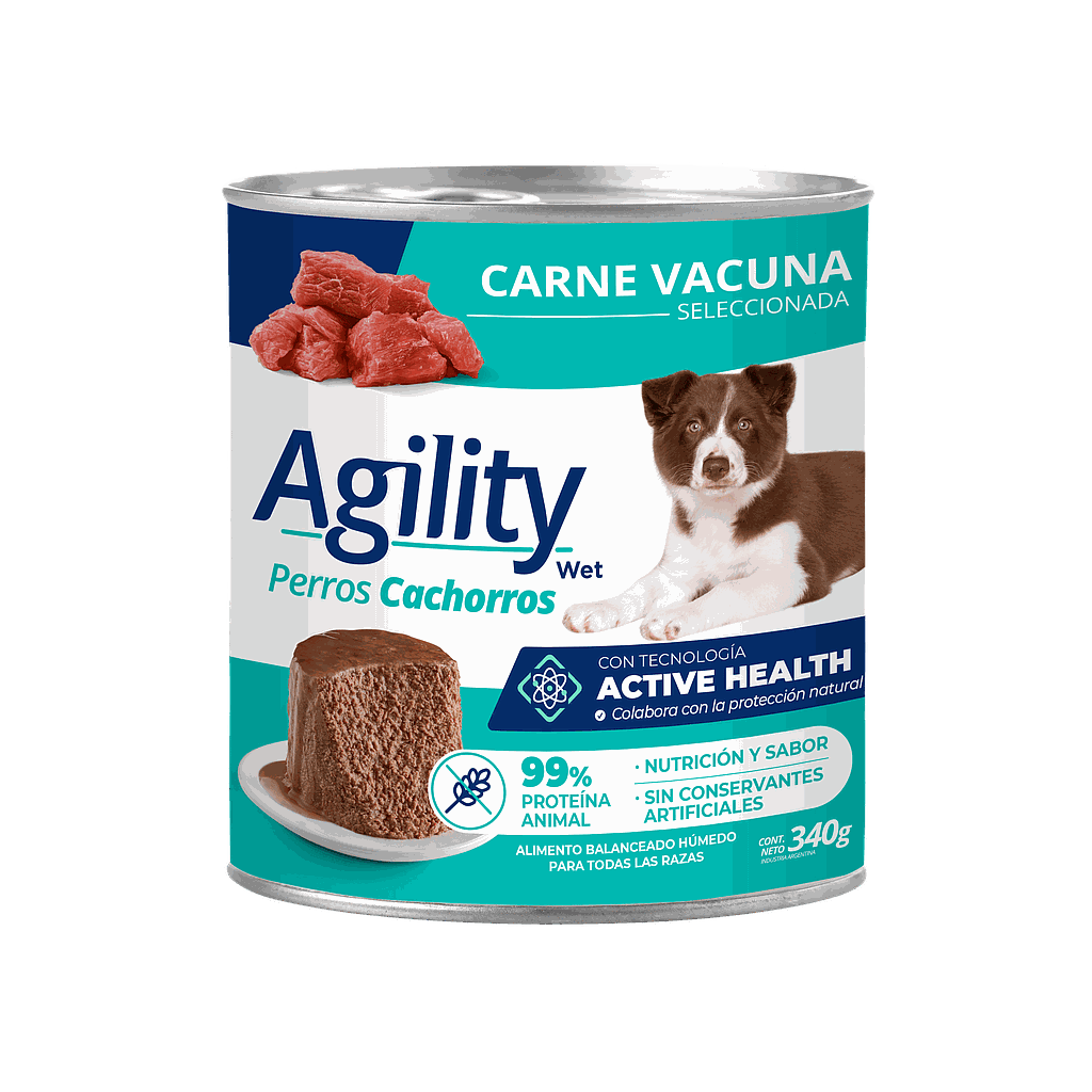 LATA AGILITY CACHORRO VACUNA 340G